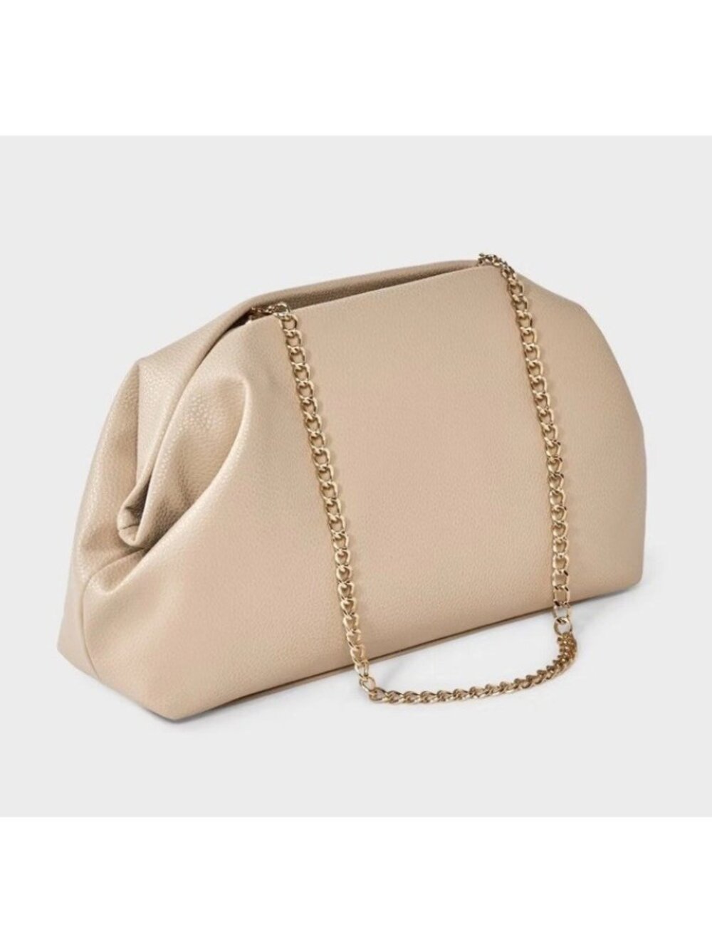 Oversized Clutch A New Day Tan Pebble Removable Chain Strap NWT